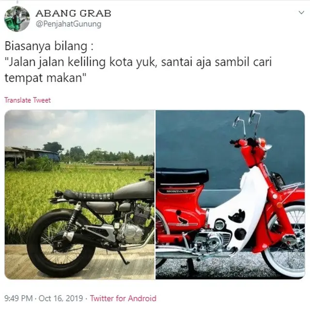 tipe cowok dari jenis motor