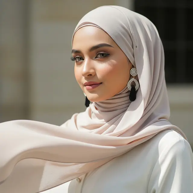 Ilustrasi Hijab Viscose & Anting
