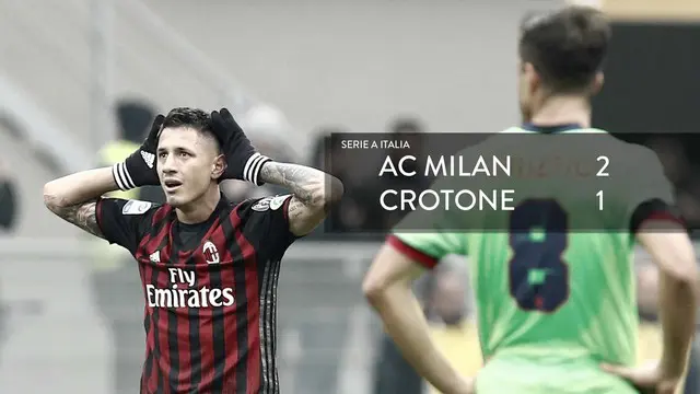 Gianluca Lapadula jadi pahlawan AC Milan saat mengalahkan Crotone dengan skor 2-1