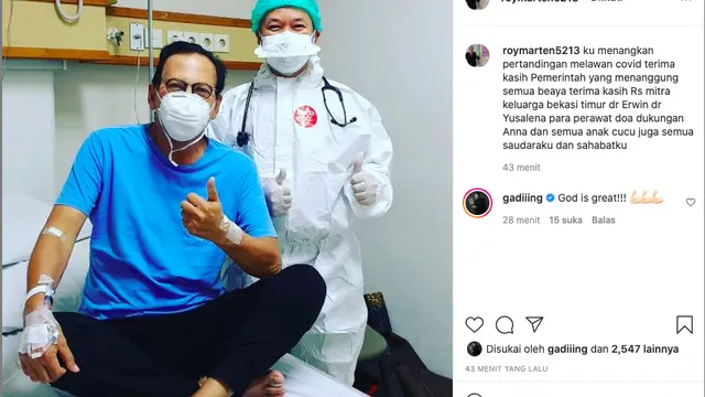 Roy Marten dinyatakan telah negatif Covid-19.
