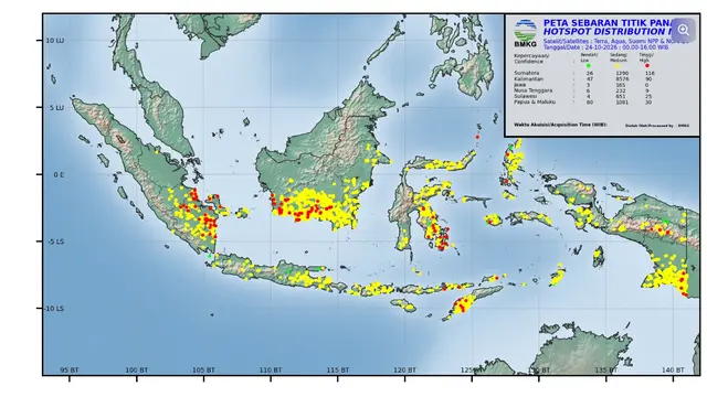 Simak Sebaran Titik Api Karhutla di 6 Provinsi Hari Ini