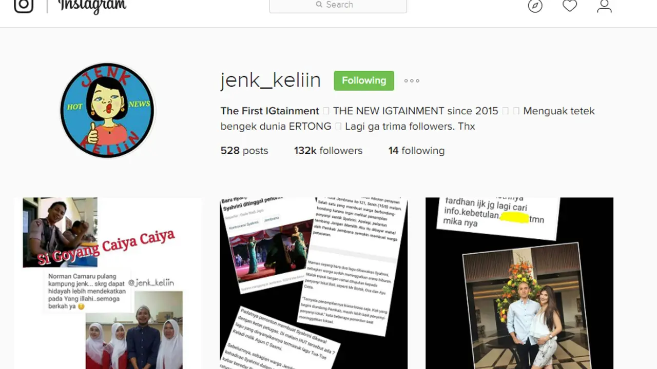 [Bintang] Akun IG jenk_keliin