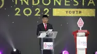 Menko PMK Muhadjir Effendy saat memberikan sambutan pada 'Pertemuan Puncak KTT Youth 20' di Hotel Intercontinental Bandung, Jawa Barat pada Jumat, 22 Juli 2022. (Dok Kemenko PMK RI)