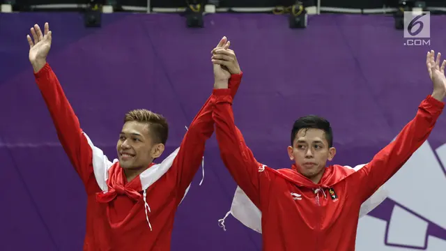 Aksi Dua Ganda Putra Indonesia di Final Perseorangan Asian Games 2018