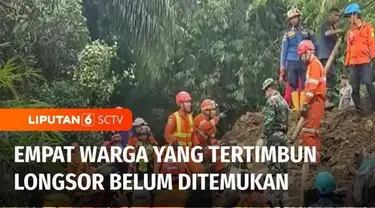 Sebanyak empat korban longsor di area jalur kereta api di Kota Bogor, Jawa Barat, hingga Rabu sore belum ditemukan. Banyaknya material bangunan dan ketebalan tanah yang mencapai 4 meter, menjadi kendala petugas dalam menemukan korban.