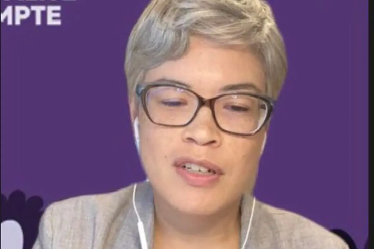 Vicky Singmin, Kuasa Usaha, Perutusan Kanada untuk ASEAN saat menyampaikan kata sambutan pada Konferensi Pers 'Hari Perempuan Sedunia 2022'. (Video Screen Grab)