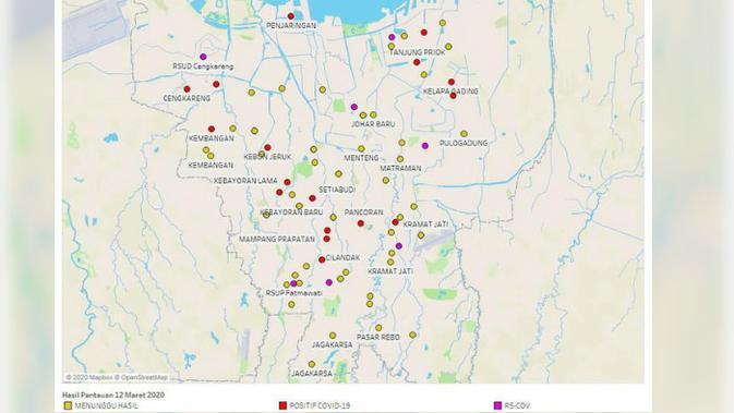 Foto: Peta sebaran virus Corona di DKI Jakarta (Dok. Pemprov DKI)
