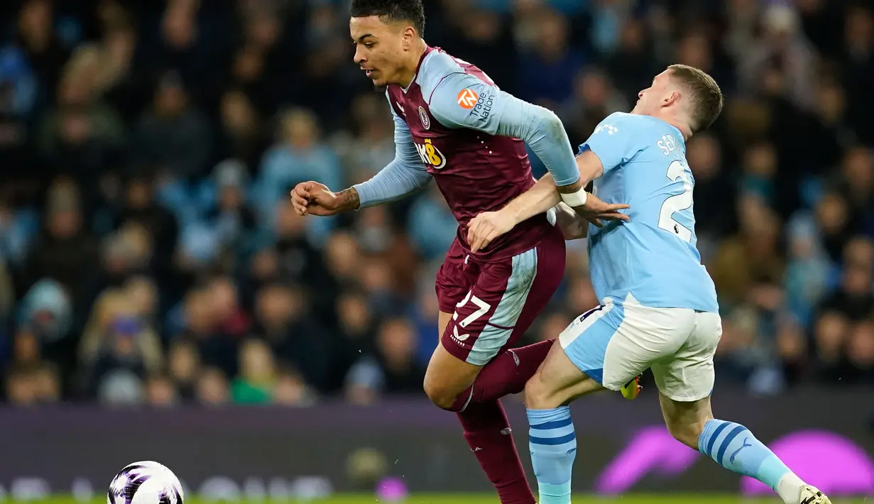 The Citizen menghancurkan perlawanan Aston Villa dengan skor telak 4-1. (AP Photo/Dave Thompson)