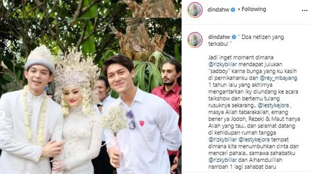 Rizky Billar di Pernikahan Rey Mbayang dan Dinda Hauw.