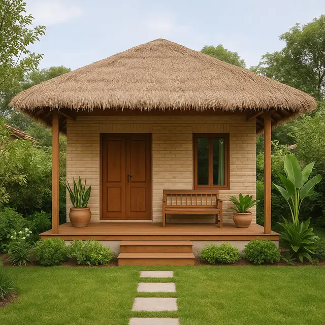 Gambar Rumah 6x9 Meter dengan Teras Mini dan Taman Depan