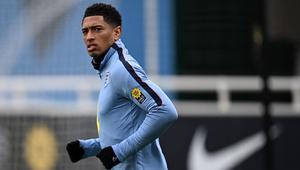 Gelandang Timnas Inggris, Jude Bellingham, mengikuti sesi latihan di St George's Park di Burton-upon-Trent, Inggris tengah, pada 24 Maret 2025, menjelang pertandingan persahabatan internasional mereka melawan Uruguay dan Jepang. (Paul ELLIS/AFP)