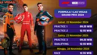 Jadwal Formula 1 Las Vegas Grand Prix 2024 di Vidio akhir pekan ini. (sum. doc. vidio.com)