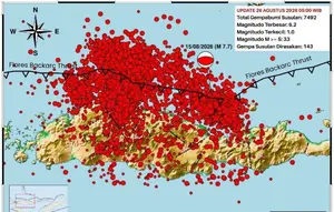 7.492 Gempa Susulan Guncang Flores