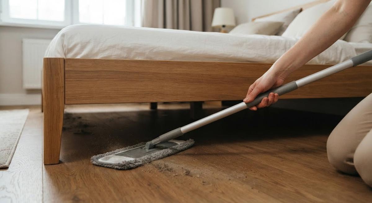 Membersihkan Kolong Tempat Tidur