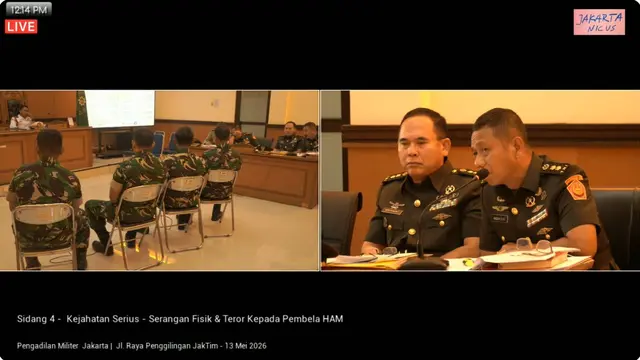 Sidang kasus penyiraman air keras terhadap aktivis KontraS Andrie Yunus kembali digelar di Pengadilan Militer II-08 Jakarta, Rabu (13/5/2026).
