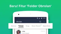 Line menggulirkan fitur baru bernama Folder Obrolan, fitur ini memungkinkan pengguna untuk menyortir obrolan dalam folder (Foto: Line Indonesia)
