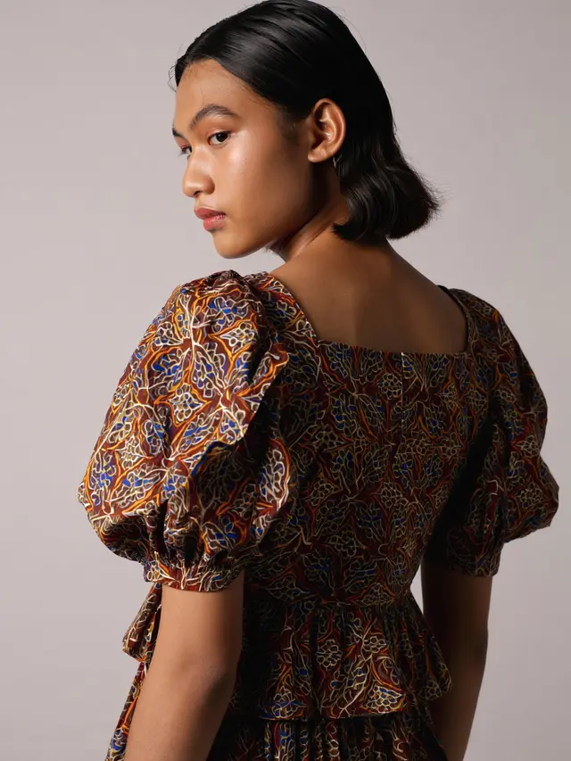 Batik Modern Lengan Puff Style Vintage