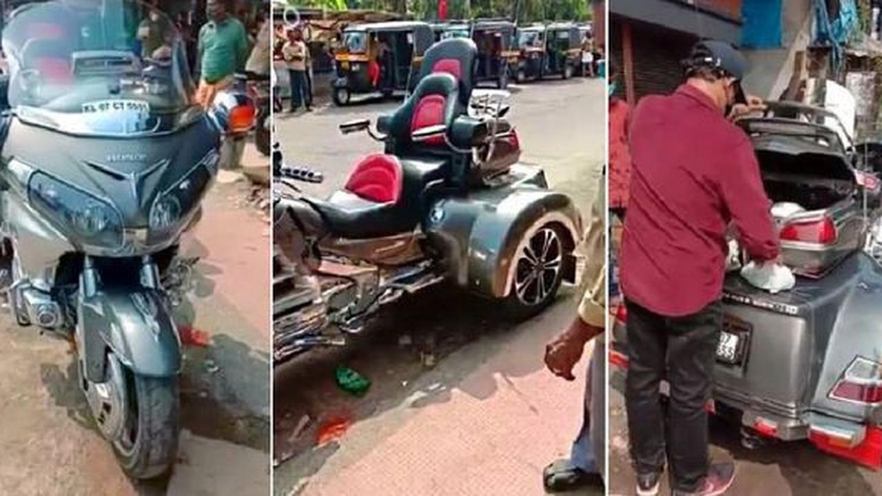 Pria mengendarai Honda Goldwing Trike