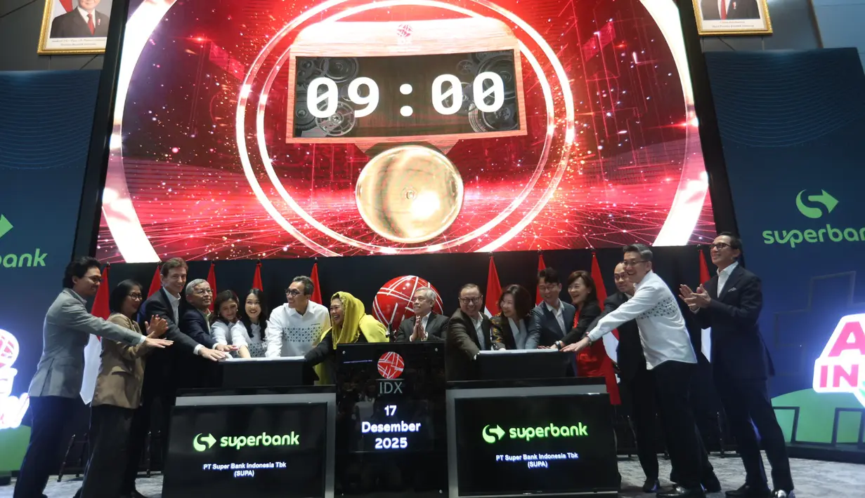 Penawaran umum perdana saham atau initial public offering (IPO) SUPA mencatatkan respons pasar yang sangat kuat. Hingga menjelang hari pencatatan saham di Bursa Efek Indonesia (BEI) pada 17 Desember 2025, IPO Superbank tercatat oversubscribed atau kelebihan permintaan hingga 318,69 kali, dengan jumlah permintaan investor yang mencapai lebih dari 1 juta order. [Fimela/Budy Santoso]
