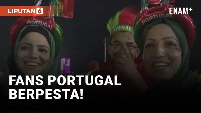 Pendukung Portugal merayakan kemenangan timnya menghajar Uruguay di laga kedua grup H Piala Dunia 2022. Tambahan 3 poin memastikan Portugal menjadi tim ketiga yang melaju ke babak 16 besar menyusul Prancis dan Brasil.