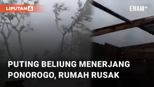 VIDEO: Puting Beliung Menerjang Ponorogo, Rumah Warga Rusak dan Terjadi Kemacetan