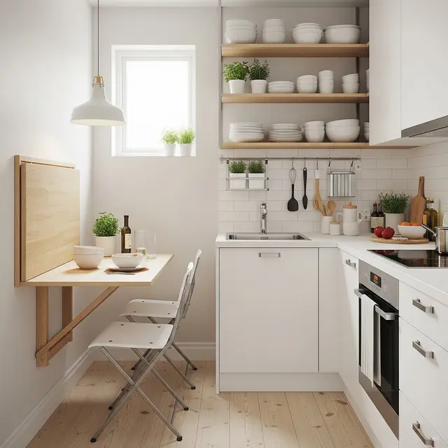 9 Desain Dapur Rumah Type 21 Ukuran 1x2 Meter dengan Rak Gantung dan Meja Lipat