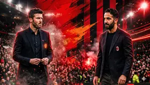 Ilustrasi Michael Carrick, Ruben Amorim. (Foto by AI)