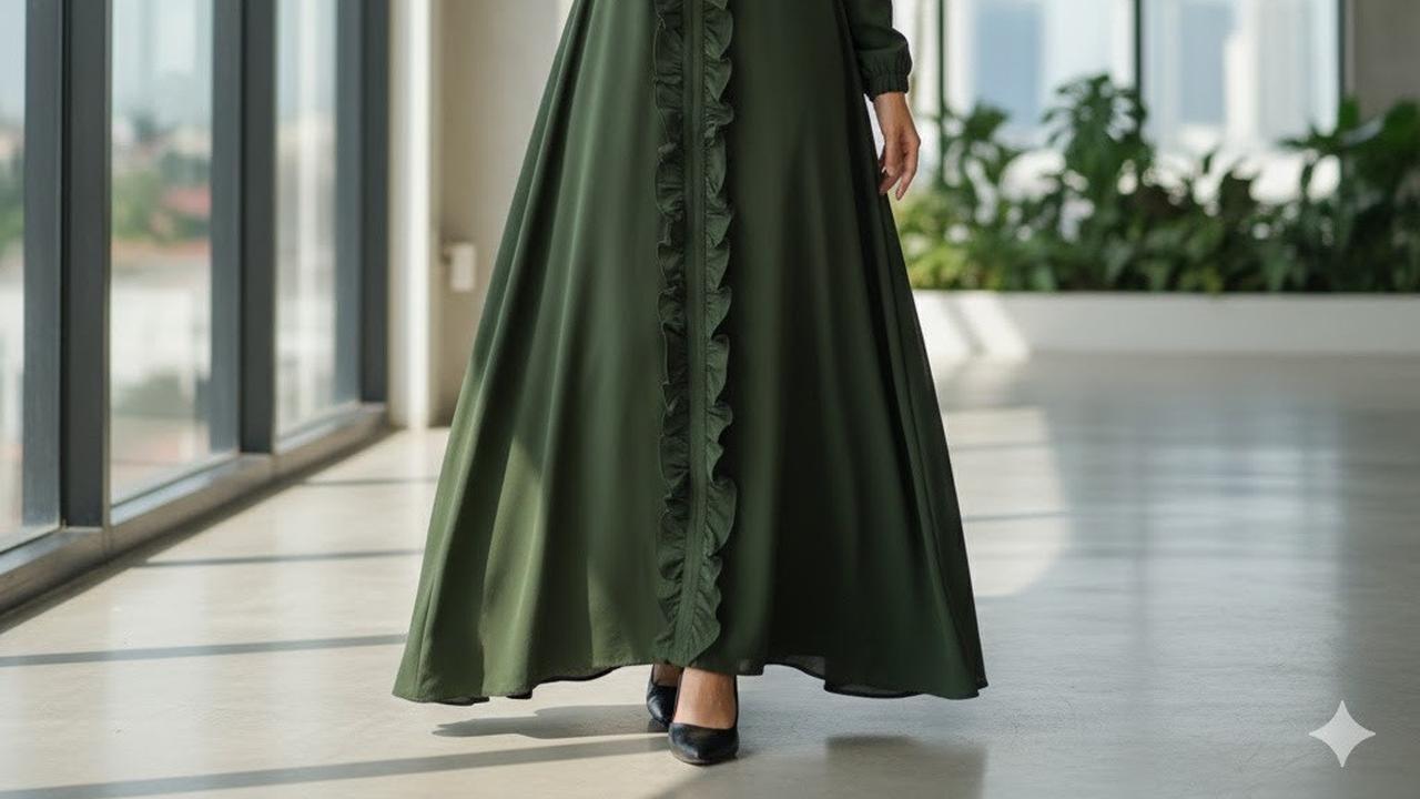 Ilustrasi Gamis Syari Warna Gelap