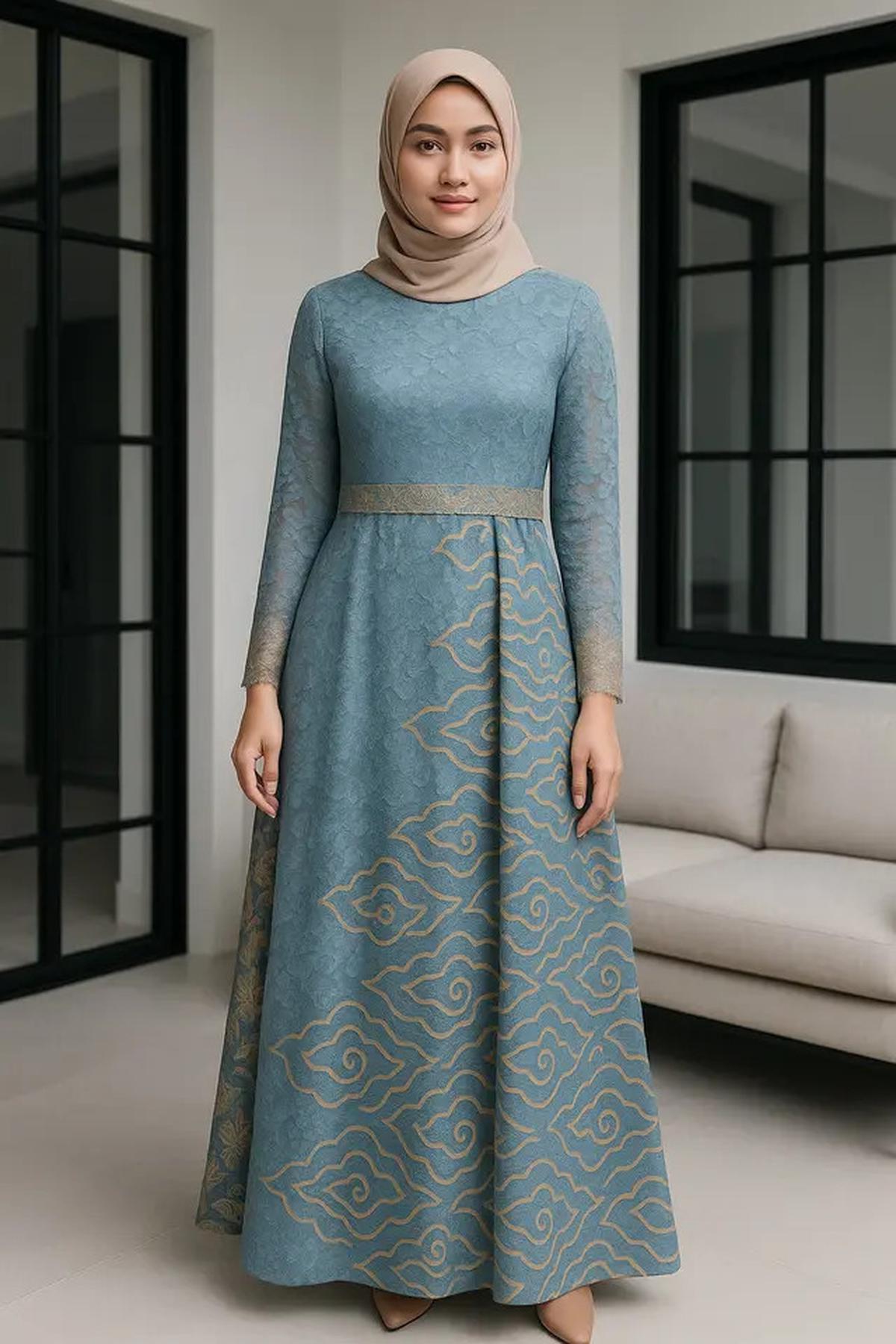8 Model Gamis Brokat Kombinasi Batik Terbaru Tren 2025, Anggun dan Penuh Karakter