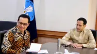 Kepala BKKBN Hasto Wardoyo audiensi dengan Menteri Pendidikan dan Kebudayaan Nadiem Makarim di Kantor Kementerian Pendidikan dan Kebudayaan Ruang Menteri, Gedung A lt.2 Jl. Jenderal Sudirman, Jakarta Pusat pada Kamis (26/12). (Humas BKKBN)