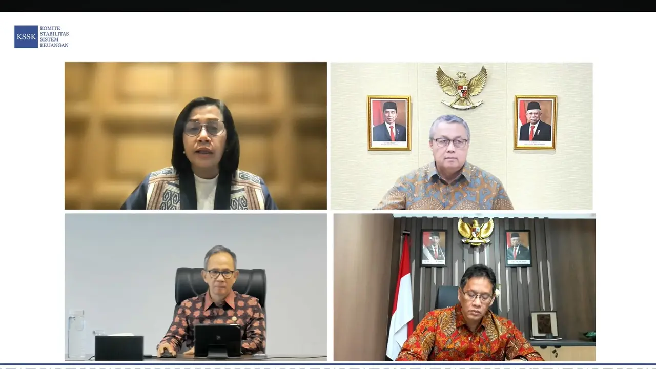 Konferensi pers hasil rapat berkala KSSK ke-2 pada tahun 2024, seperti yang diatur di dalam undang-undang. Pertemuan dilakukan pada hari Selasa, 30 April 2024. (Tira/Liputan6.com)