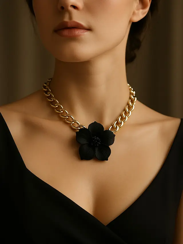 Kalung Model Bunga Hitam Kekinian 2025