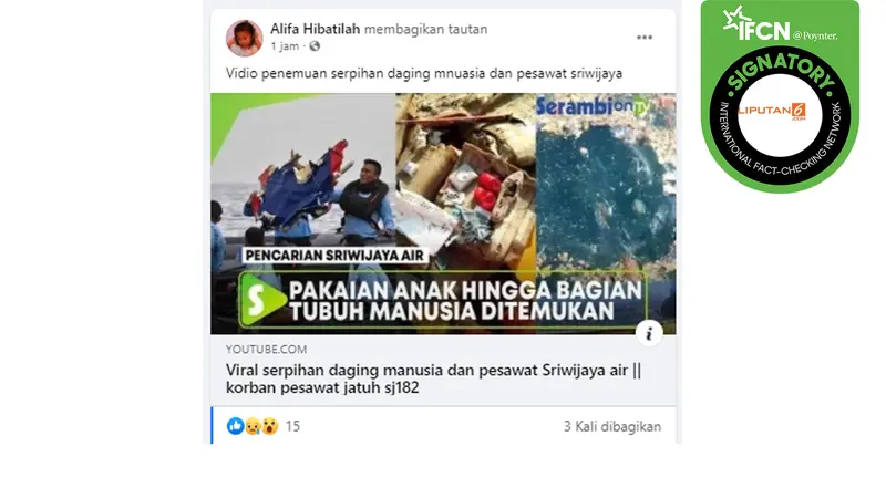 Ini Bukan Video Penemuan Potongan Tubuh Korban Jatuhnya Sriwijaya Air SJ 182