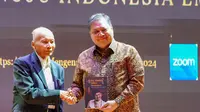 Menko Bidang Perekonomian Airlangga Hartarto saat memberikan sambutan dalam acara BJ Habibie Memorial Lecture bertema &ldquo;Peran Iptek, Inovasi dan Sektor Lain dalam Menuju Indonesia Emas 2045&rdquo;. (Foto: Kemenkoperekonomian)