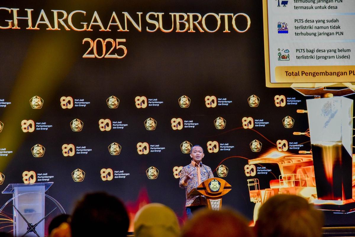 Menteri ESDM Bahlil Lahadalia saat acara Malam Penganugerahan Penghargaan Subroto 2025