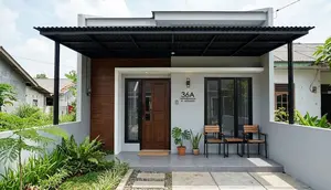 9 Desain Kanopi Teras Rumah Mungil dengan Tiang Minimalis, Estetik dan Fungsional