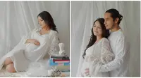 Ana Riana tampil memesona dengan balutan serba putih saat maternity shoot. (Sumber: Instagram/@anariana27)