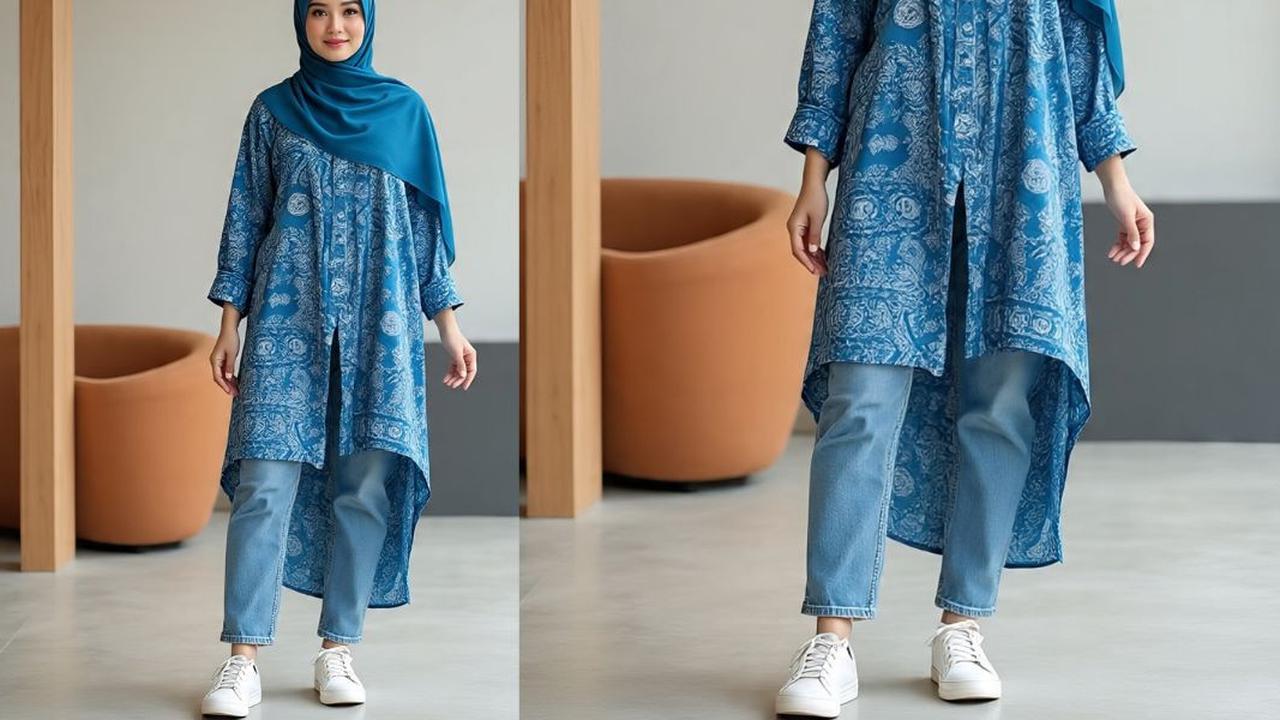 6 Tips Memadukan Tunik Batik Belah Panjang dengan Hijab Kekinian, Serasi Bikin Anti Mati Gaya