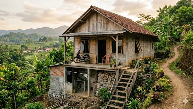 Contoh Rumah Murah Rp50 Juta di Desa dengan Tanah Miring