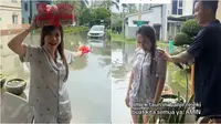 6 Potret Rumah Cherly Juno Kebanjiran di Momen Imlek, Terpeleset saat Bawa Angpao