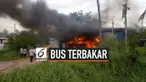Sebuah bus berbahan bakar gas alam terbakar saat diperiksa oleh seorang mekanik. Petugas pemadam kebakaran berhasil memadamkan api setelah 1 jam.