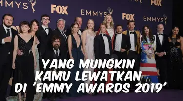 Emmy Awards 2019 telah tuntas digelar di Microsoft Theater, Los Angeles, pada Senin (23/9/2019) pagi waktu Indonesia. Setelah Creative Arts Emmys digelar pada minggu lalu, hari ini piala Emmy diserahkan kepada pemain, sutradara, penulis, juga produse...