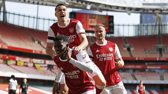 FOTO: Gol di Masa Injury Time Buyarkan Kemenangan Fulham di Kandang Arsenal - Eddie Nketiah