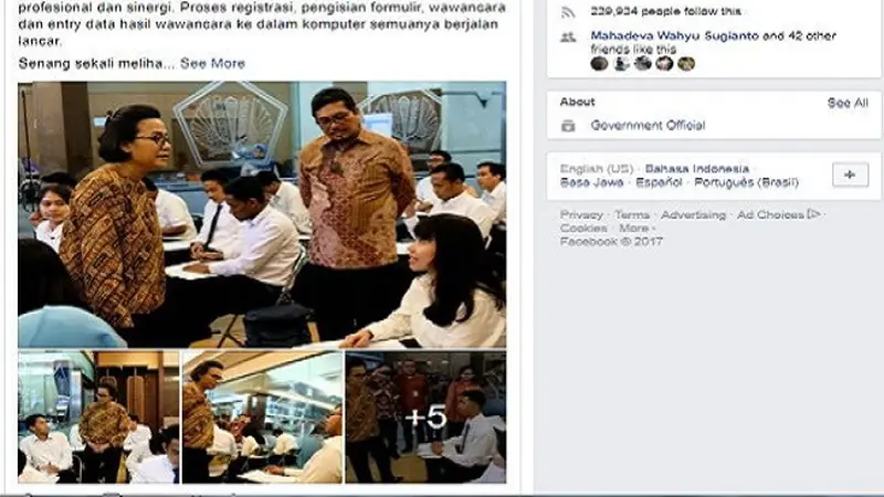 Sri Mulyani meninjau langsung tes wawancara CPNS Kemenkeu di Jakarta. (Liputan6.com/Fiki Ariyanti)