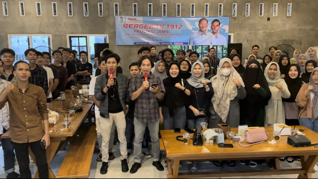 Kelompok relawan Bergerak 1912 Provinsi Jambi mendeklarasikan dukungan untuk Prabowo-Gibran. (Istimewa)
