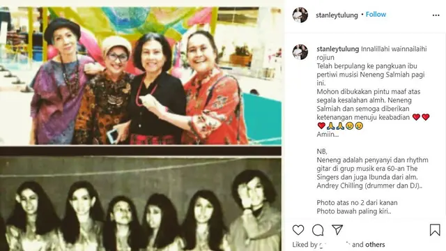 Unggahan Stanley Tulung tentang Neneng Salmiah. (Instagram/ stanleytulung)
