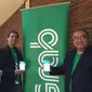 (ki-ka) Bernard Hosanna, Product Management Grab Indonesia, Ridzki Kramadibrata, Managing Director Grab Indonesia bersama Mediko Azwar , Marketing Director Grab Indonesia di peluncuran GrabPay Credits, Selasa (29/11/2016). Liputan6.com/Jeko Iqbal Reza)