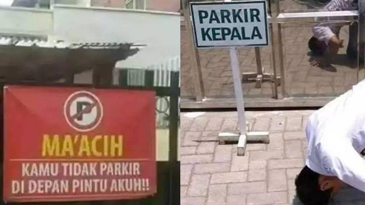 10 Potret Larangan Parkir Nyeleneh, Tulisannya Kocak