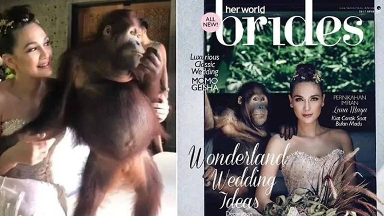 Luna Maya berpose dengan orangutan/copyright instagram.com