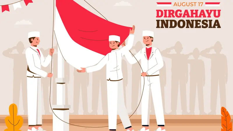 Ilustrasi HUT RI, Kemerdekaan Indonesia, upacara bendera